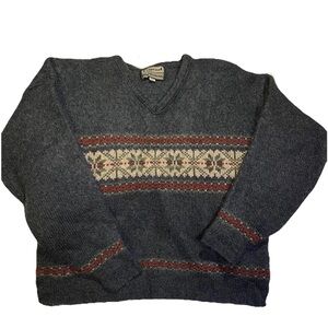 Vintage Legend Classic Sweater Mens XL Gray Genuine Shetland Wool 90s Y2K